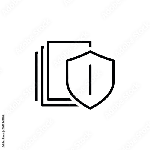 Minimalist Shield and Book Icon Vector Illustration Black and White Line Art