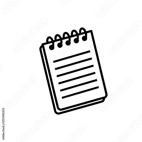 Flat Design Spiral Notebook Icon with Blank Lined Pages