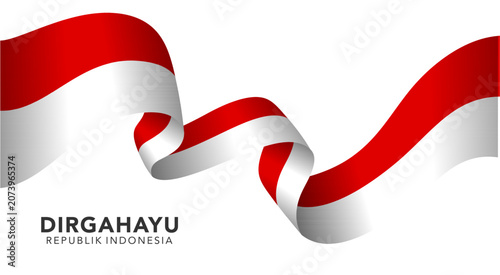 Indonesian Flag Ribbon Independence Day Background