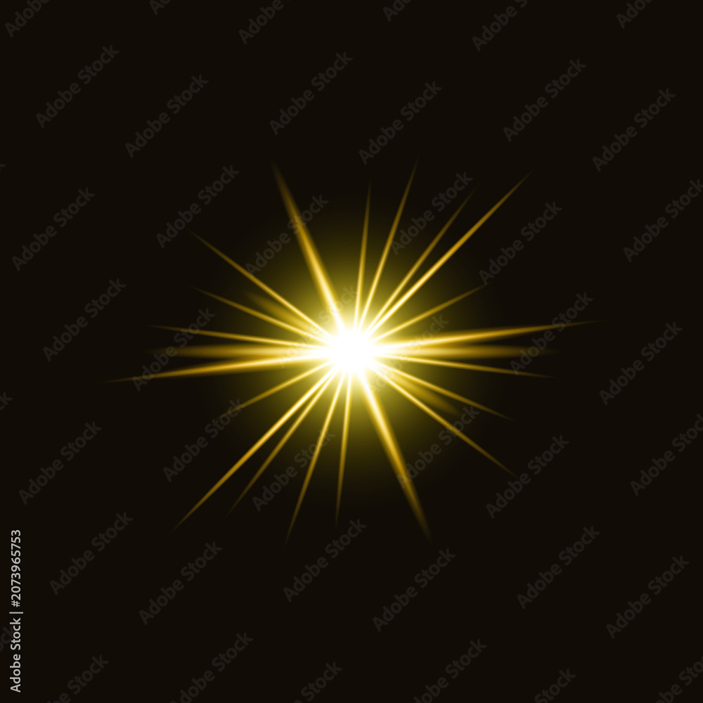 Fototapeta premium Radiant golden starburst on black