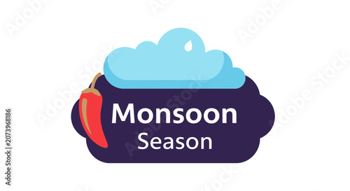 Картината върху платно Monsoon Season Weather Cloud Icon.