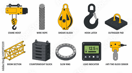 Valokuva Collection of industrial lifting and construction equipment icons