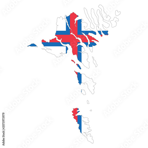 Obraz na płótnie Vector map of the Faroe Islands filled with the national flag colors