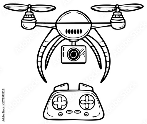 Drone and remote control illustration