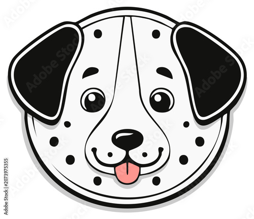 Cartoon Dalmatian dog face smiling, happy expression, playful pet