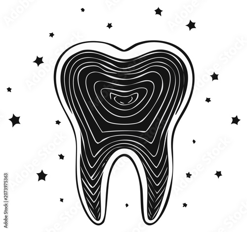 Abstract Molar with Concentric Rings and Stars Vector Art Illustration