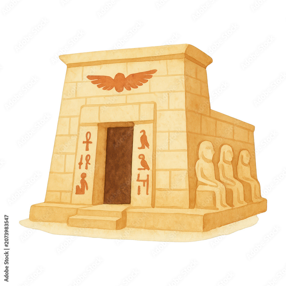 Obraz premium PNG Ancient Egyptian temple illustration.