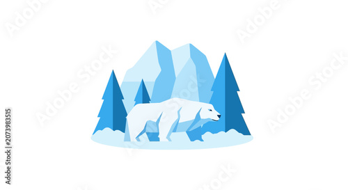 Foto Polar bear walking on ice.