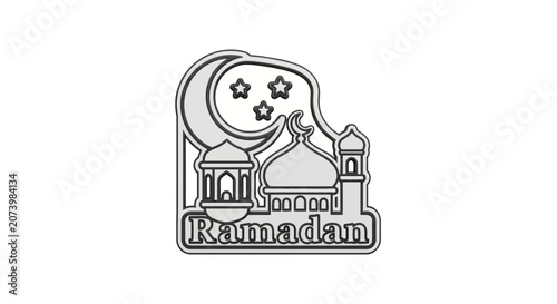 Slika na platnu Ramadan mosque crescent star symbol.