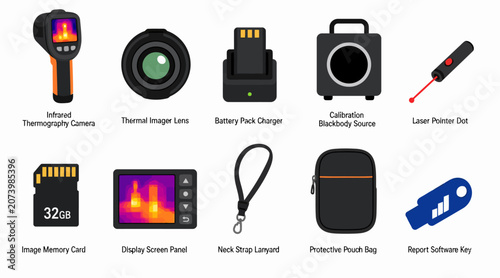 Fotografie Collection of modern photography and camera accessories icons.