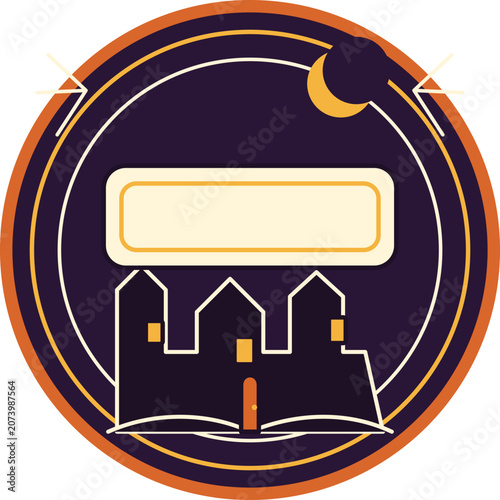 Haunted House Moon Halloween Badge Template
