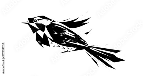 Obraz na plátně Realistic vector illustration of robin bird in mid-air with detailed feather tex