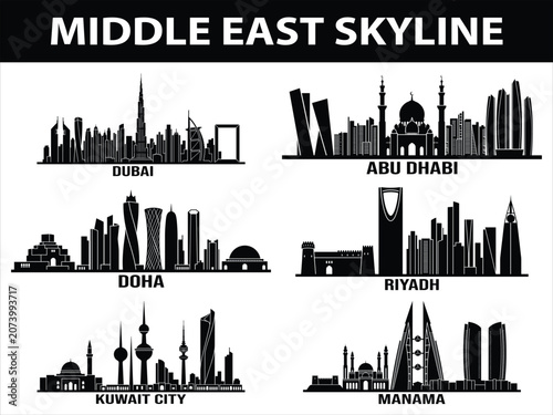 Middle East city skylines set in eps format