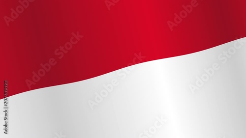 Animated Waving Indonesian Flag Background with Flowing Red White Fabric Motion Loop