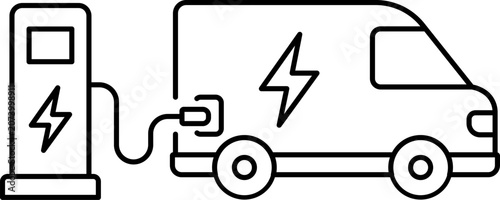 Electric Delivery Van Charging Station Icon For Sustainable Logistics And Zero Emission Transportation Infrastructure