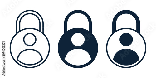 Account Person Lock Icon. User Authentication Security Symbol. Vector Illustration