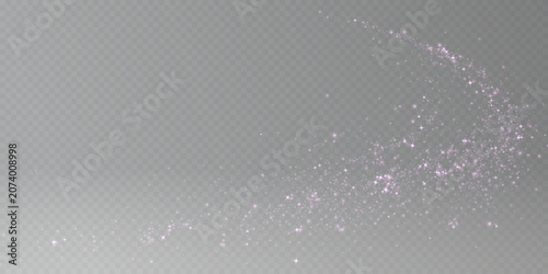 Quadro su tela Transparent png with pink sparkling glitter wave trail and shiny starburst effec