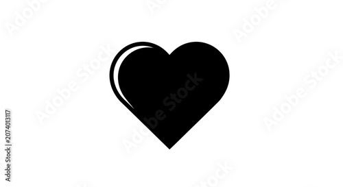Black heart icon on white. Simple vector graphic symbol of love, affection, passion, romance, favorite, and care.