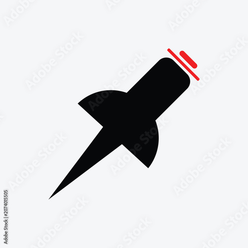Push Pin Icon. Thumbtack Flat Vector Illustration for Office and Stationery