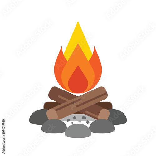 Φωτογραφία A campfire with burning wooden logs.