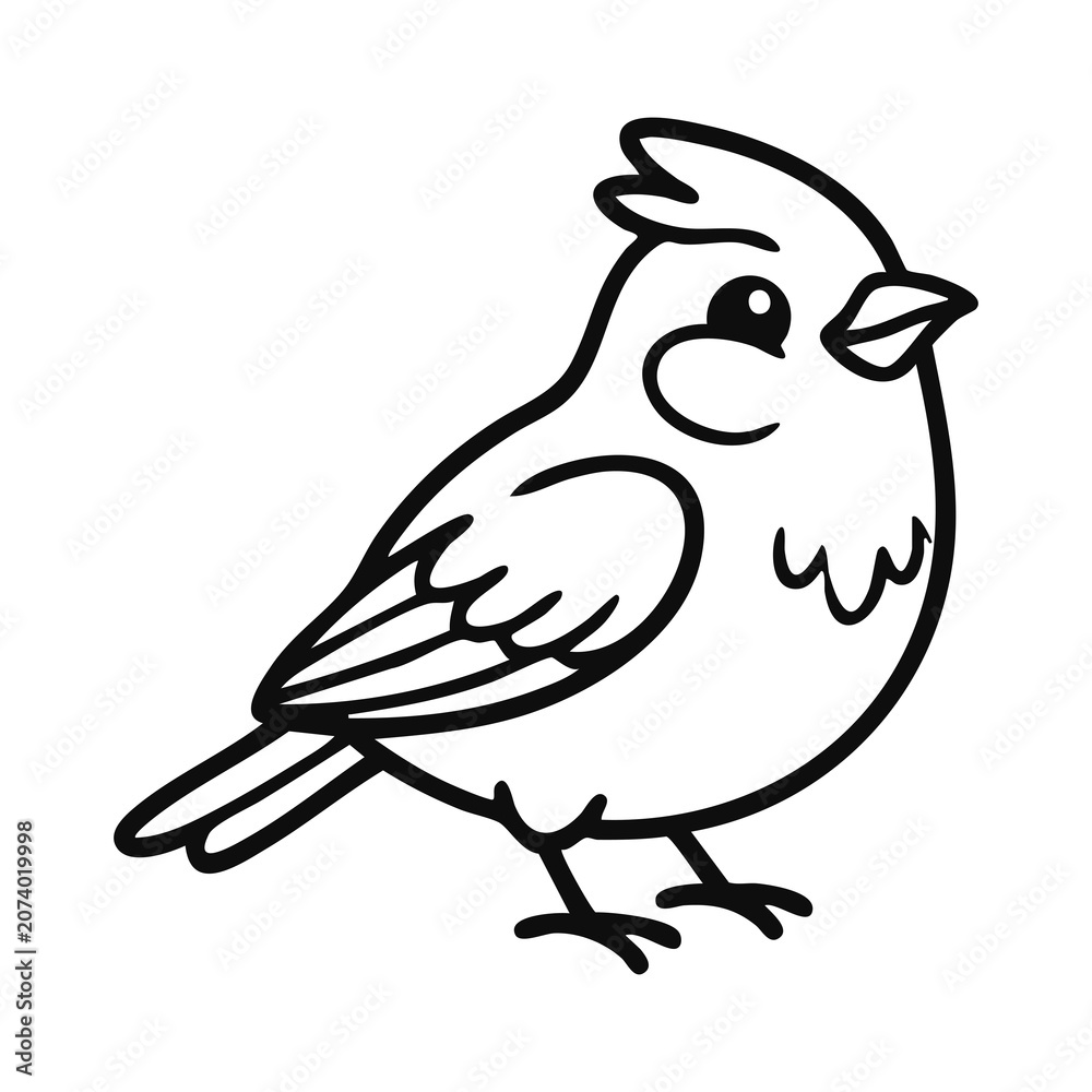 Fototapeta premium Adorable Crested Bird Vector Illustration for Children’s Craft and Education