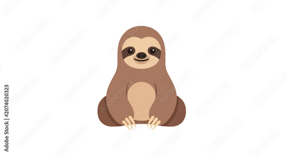 Obraz premium Smiling cartoon sloth sitting upright.