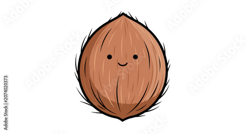 Smiling Coconut Fruit Illustration.