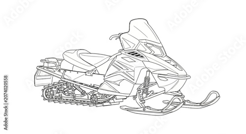 Snowmobile Vehicle Winter Recreation Transport.