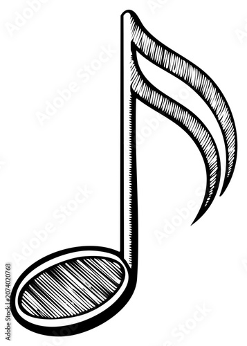 Hand Drawn Musical Note Sketch Double Eighth Note Symbol Music Notation Sketchy Illustration