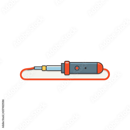 Flat vector illustration of a soldering iron