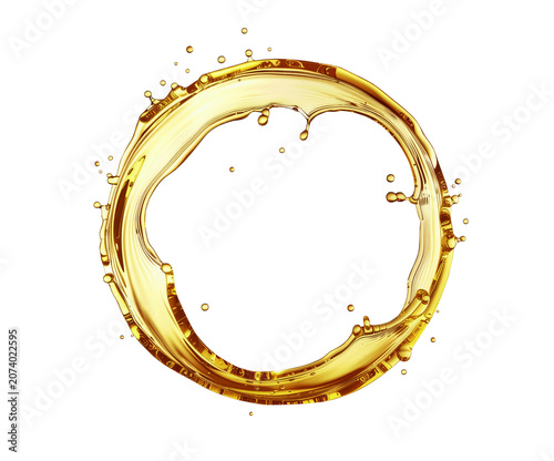 Oil fluid circular splash isolated on transparent background. Generative AI