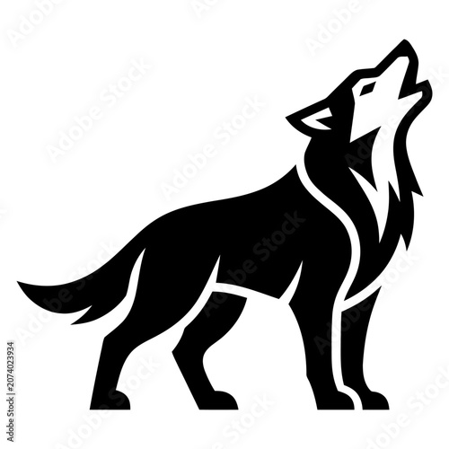 Black silhouette of a howling wolf 1.