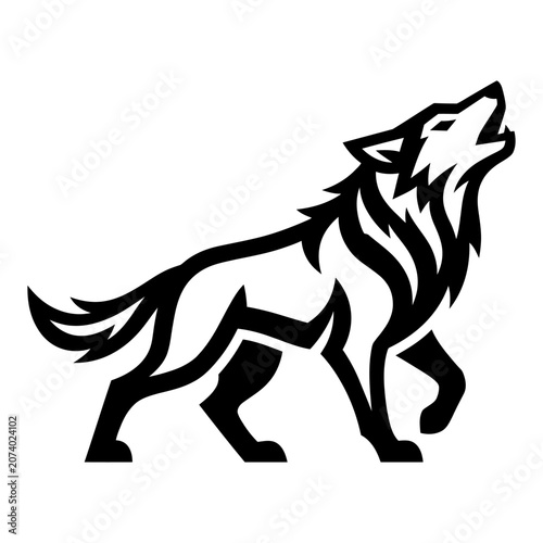 Black silhouette of a howling wolf.