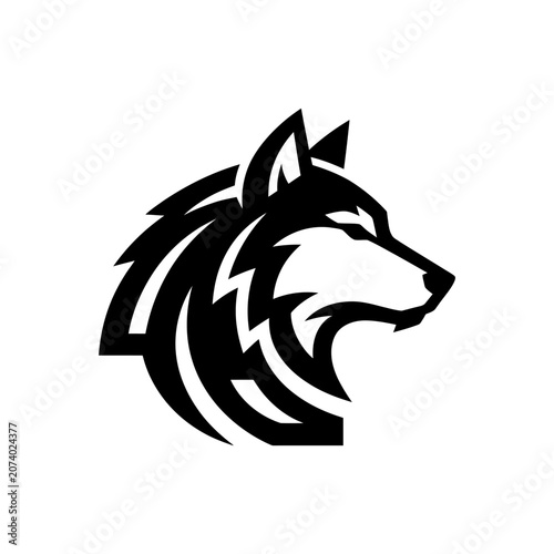 Black Wolf Head Logo Profile View.