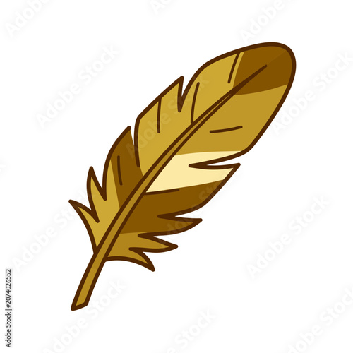 Golden brown feather vector illustration