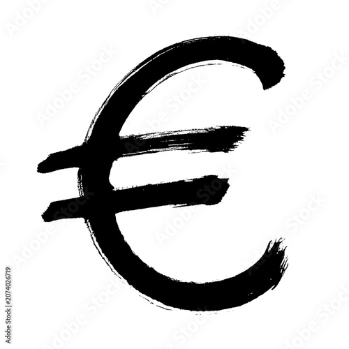Organic and realistic calligraphy-style euro sign alpha channel