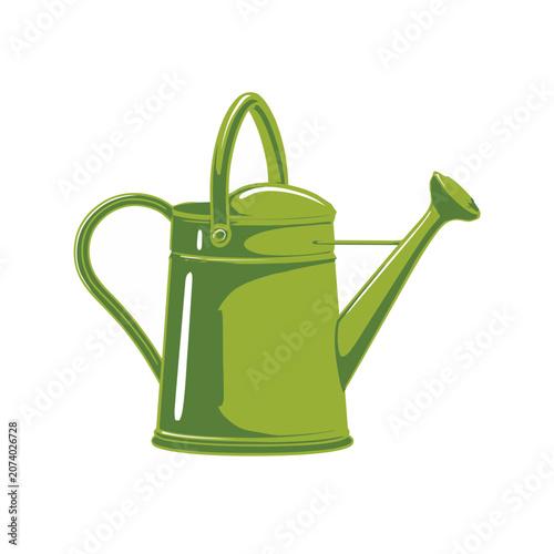 Green Watering Can Vector Illustration