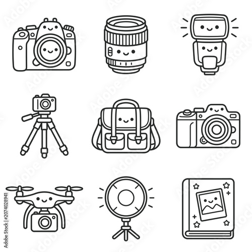 Camera and photography equipment icons.