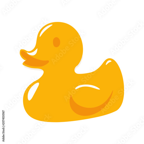 Yellow rubber duck flat vector illustration