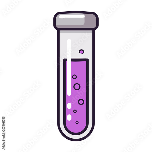 Purple liquid in laboratory test tube vector illustration