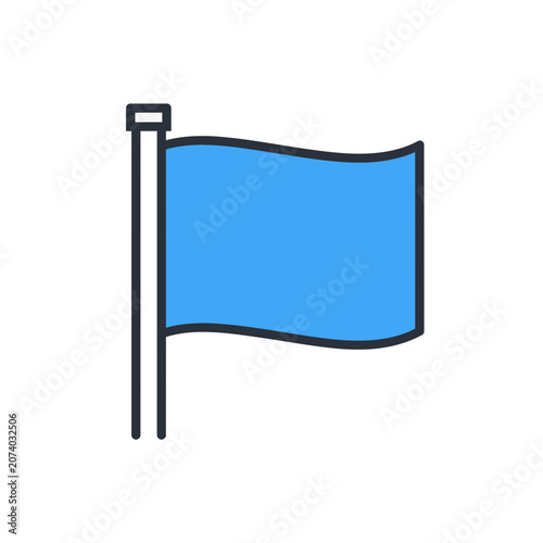 Blue flag on pole vector icon