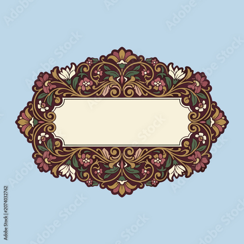 Elegant floral frame with vintage botanical patterns