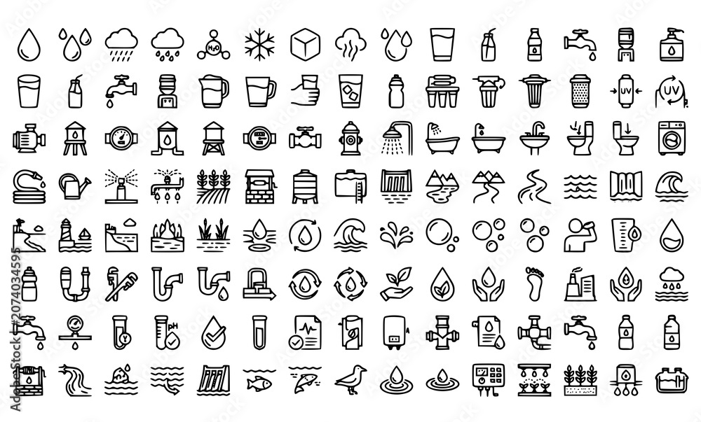 Fototapeta premium Weather and climate change icon set line art vector illustration