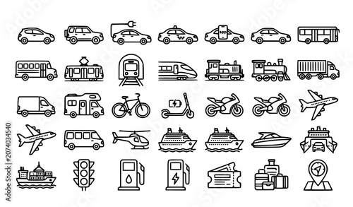 Bild auf Leinwand Transportation icons set