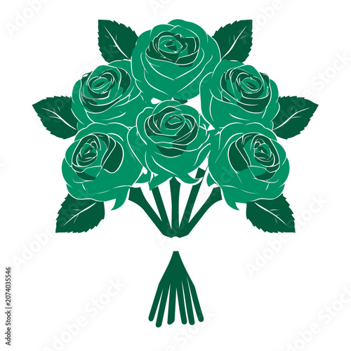 Green Rose Bouquet Vector Illustration