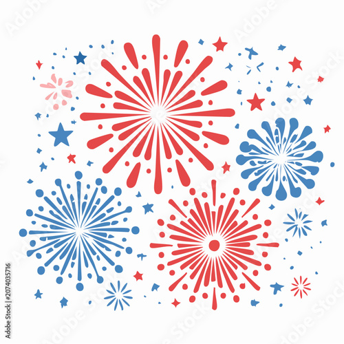 Red, White, and Blue Fireworks Display