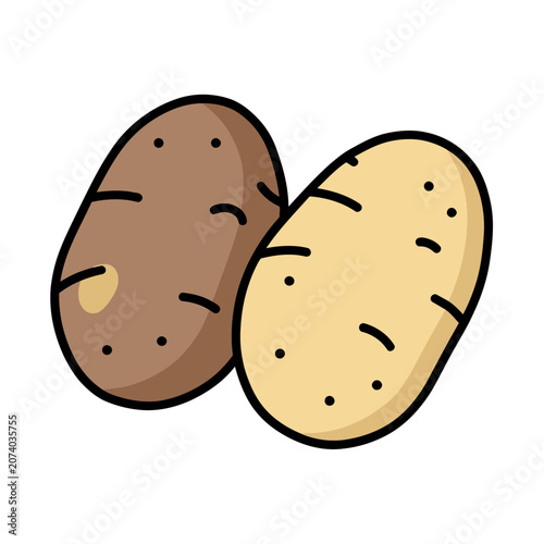 Two Potatoes Flat Vector Illustration