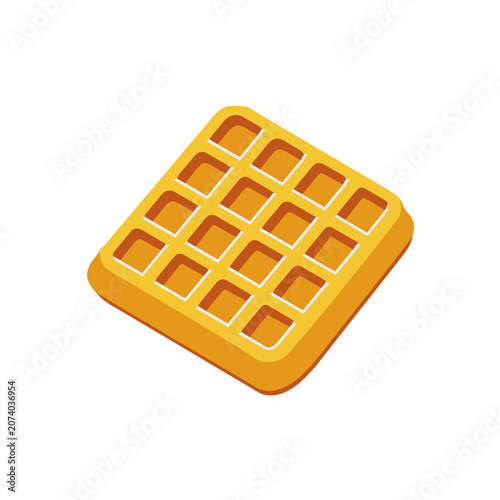 Golden Waffle Flat Vector Illustration
