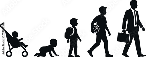 Canvastavla Life stages silhouette illustration