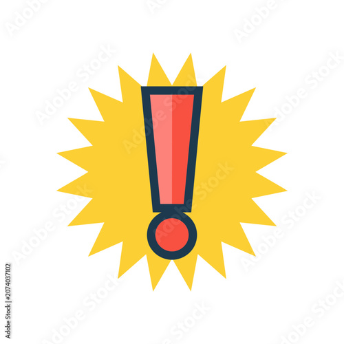 Red exclamation mark warning icon on yellow burst